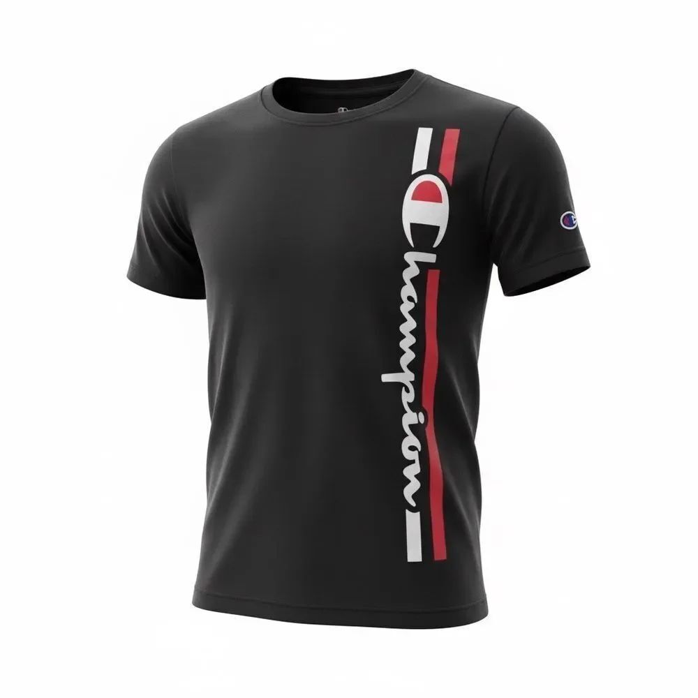 Champion Logo T-Shirt Men’s Small Black Graphic Tee Athleticwear